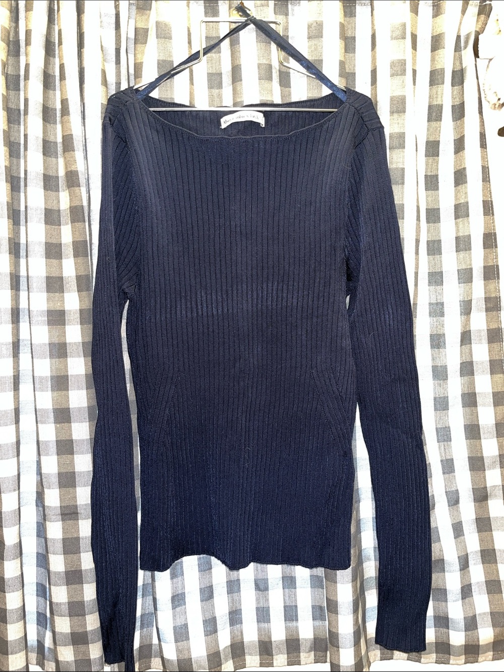 Abercrombie & Fitch Dark Blue Ribbed Knit Top Size Medium